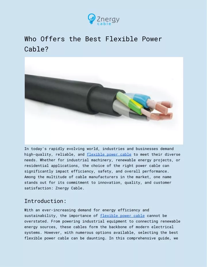 who offers the best flexible power cable