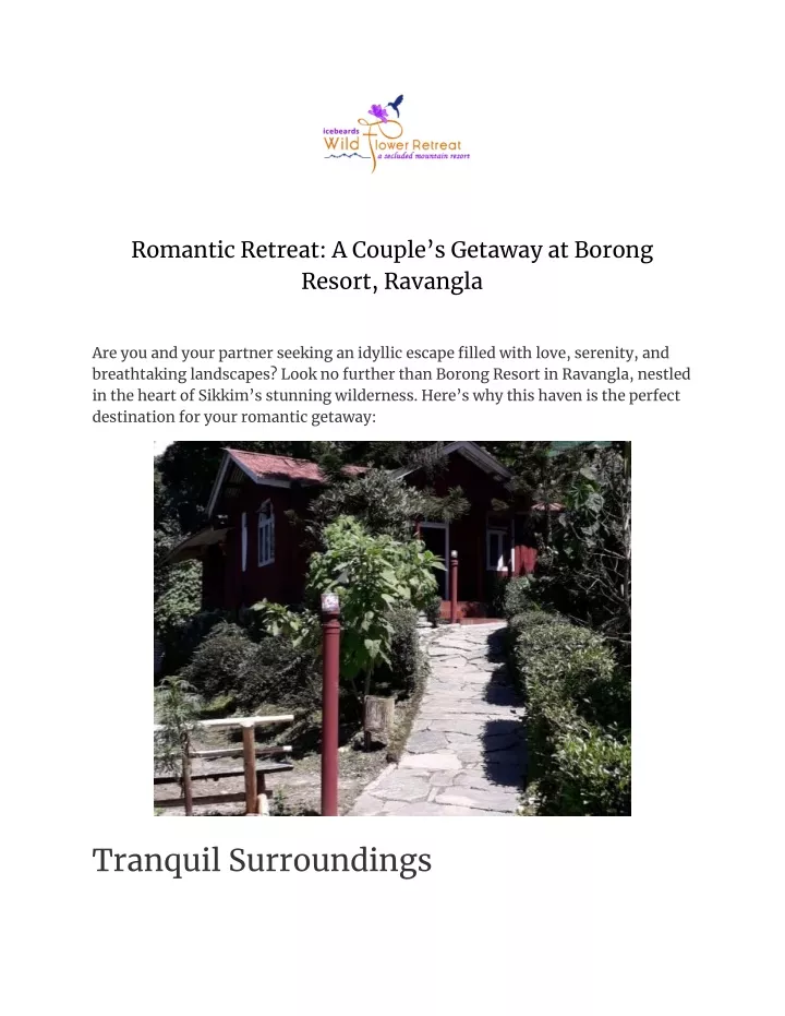 romantic retreat a couple s getaway at borong