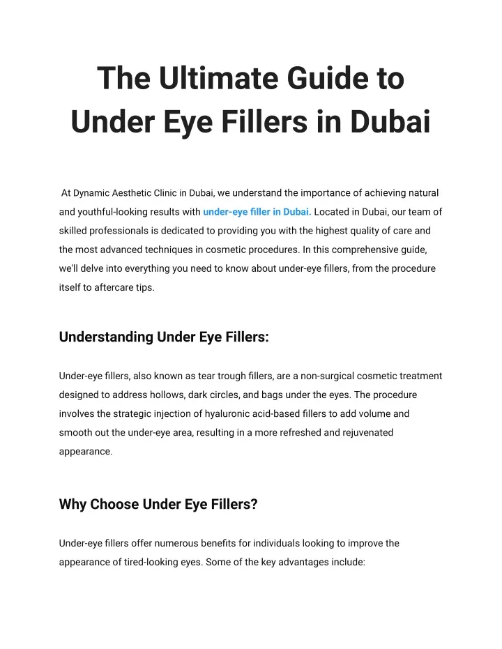 the ultimate guide to under eye fillers in dubai