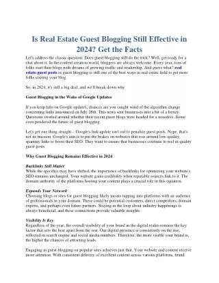 Is Real Estate Guest Blogging Still Effective in 2024? Get the Facts