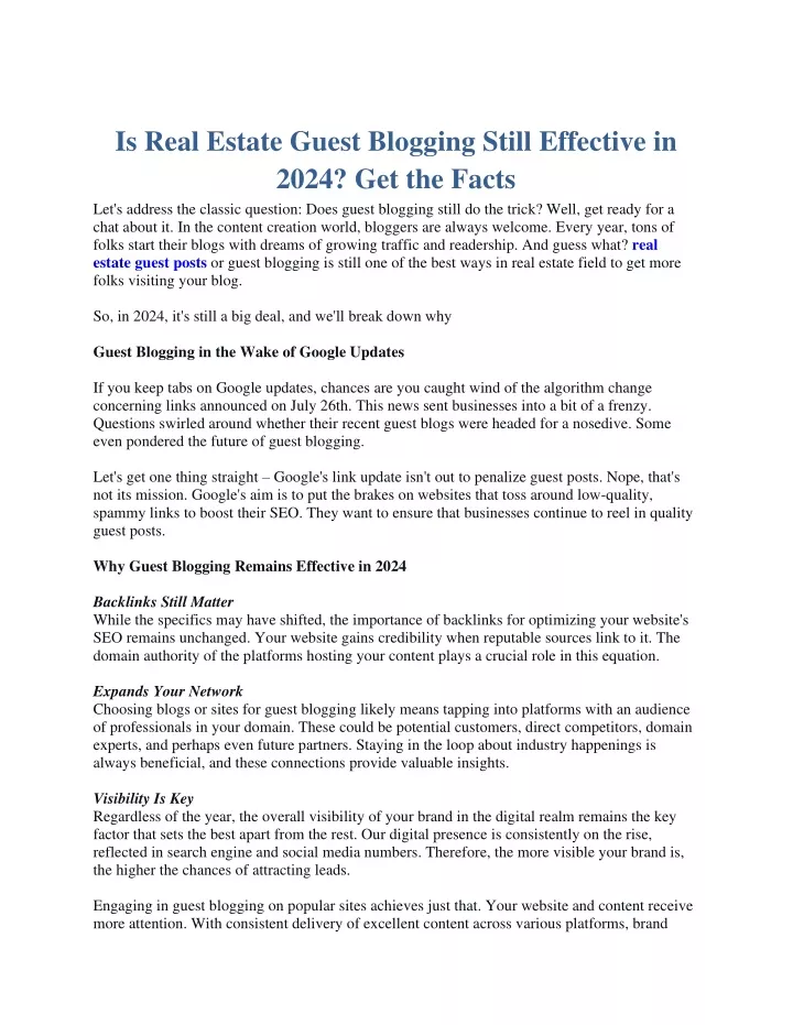 is real estate guest blogging still effective