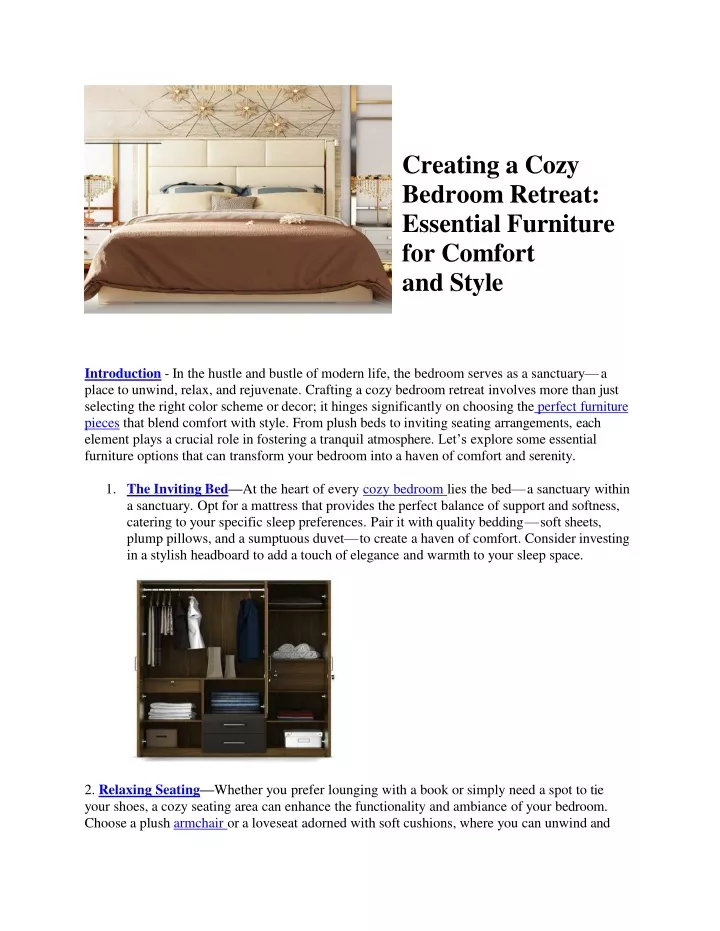 creating a cozy bedroom retreat essential furniture for comfort and style