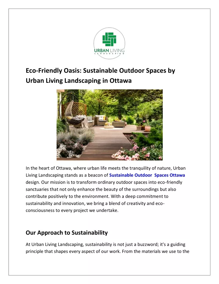 eco friendly oasis sustainable outdoor spaces