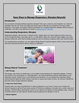 Easy Ways to Manage Respiratory Allergies Naturally