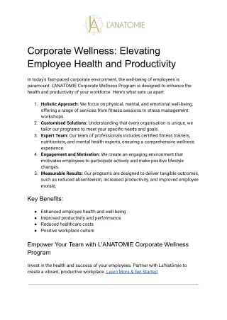 Corporate Wellness_ Elevating Employee Health and Productivity