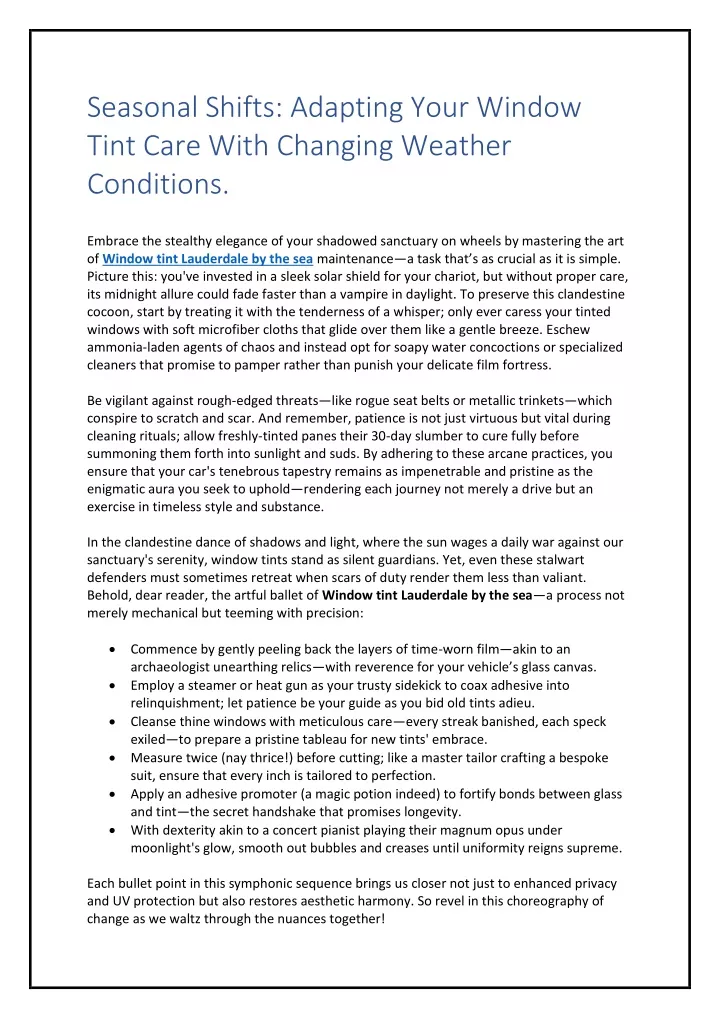 seasonal shifts adapting your window tint care