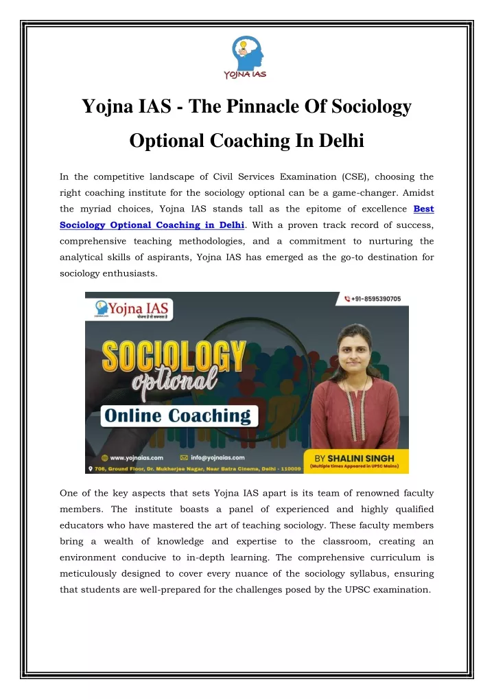 yojna ias the pinnacle of sociology