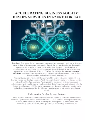 accelerating business agility devops services