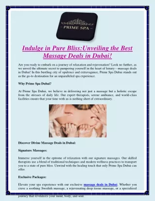 Indulge in Pure Bliss Unveiling the Best Massage Deals in Dubai!