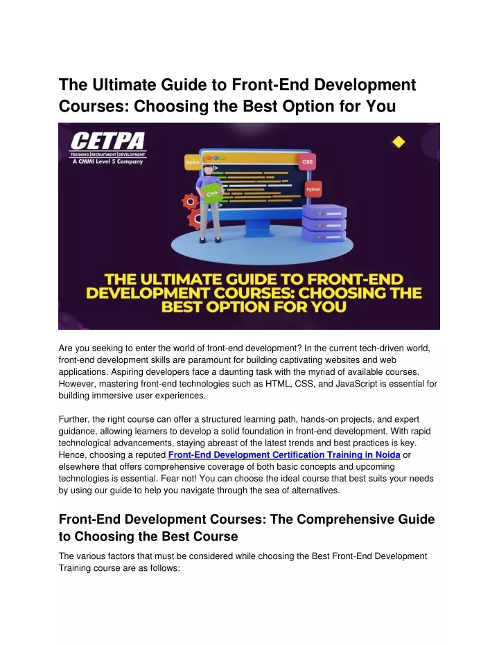 the ultimate guide to front end development