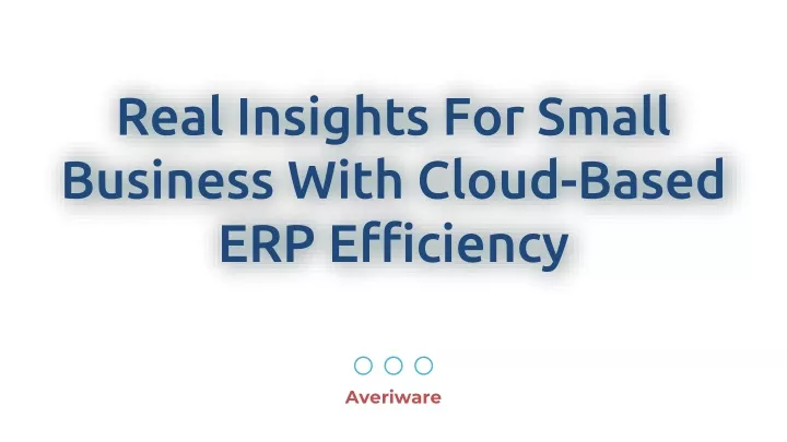 real insights for small business with cloud based