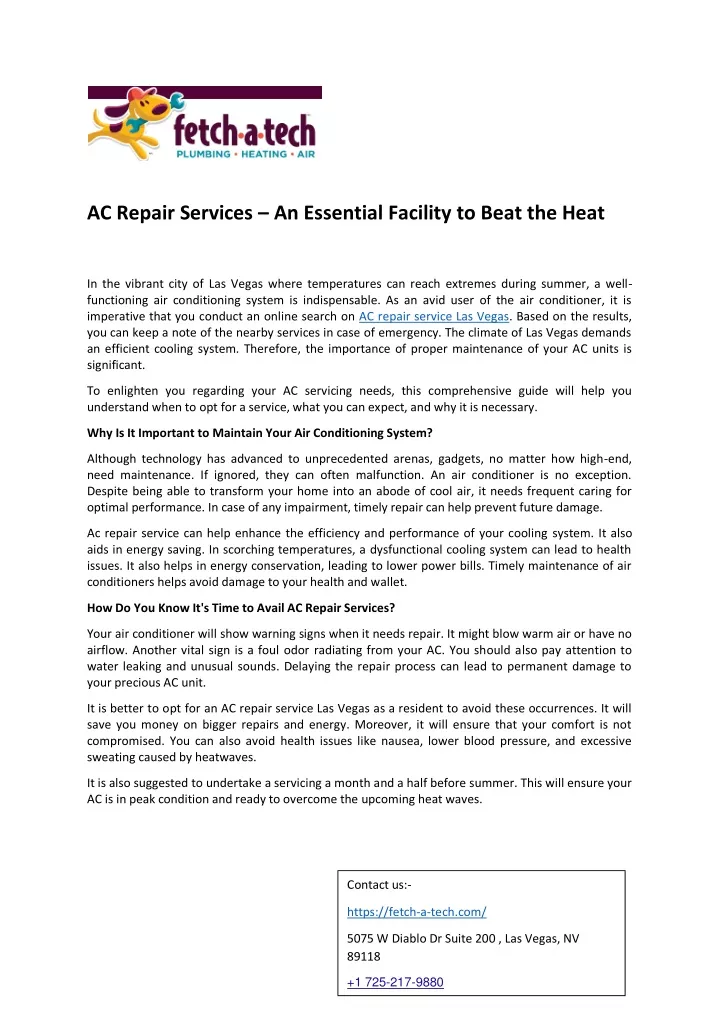 ac repair services an essential facility to beat