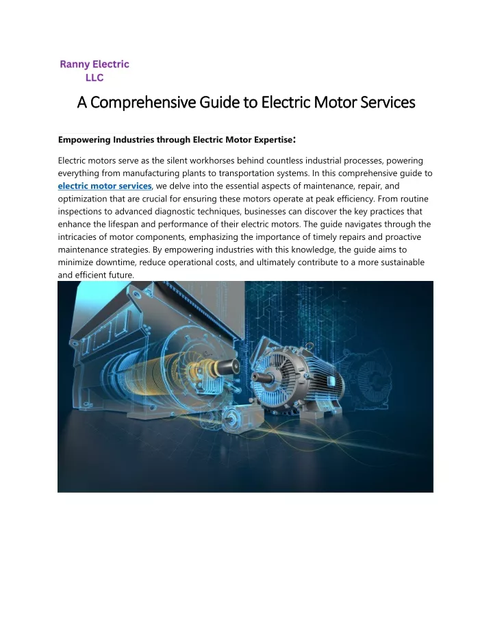 a comprehensive guide to electric motor services