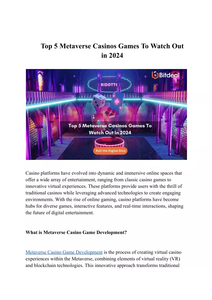 top 5 metaverse casinos games to watch out in 2024