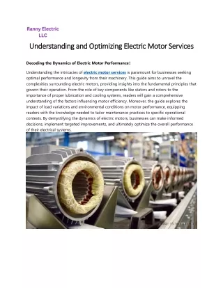 understanding and optimizing electric motor