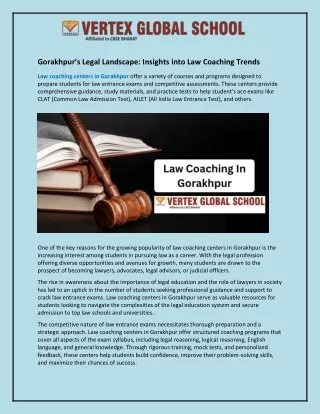 Gorakhpur’s Legal Landscape and Insights into Law Coaching Trends