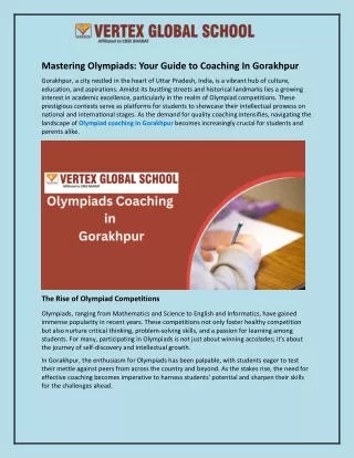 Mastering Olympiads and Your Guide to Coaching In Gorakhpur