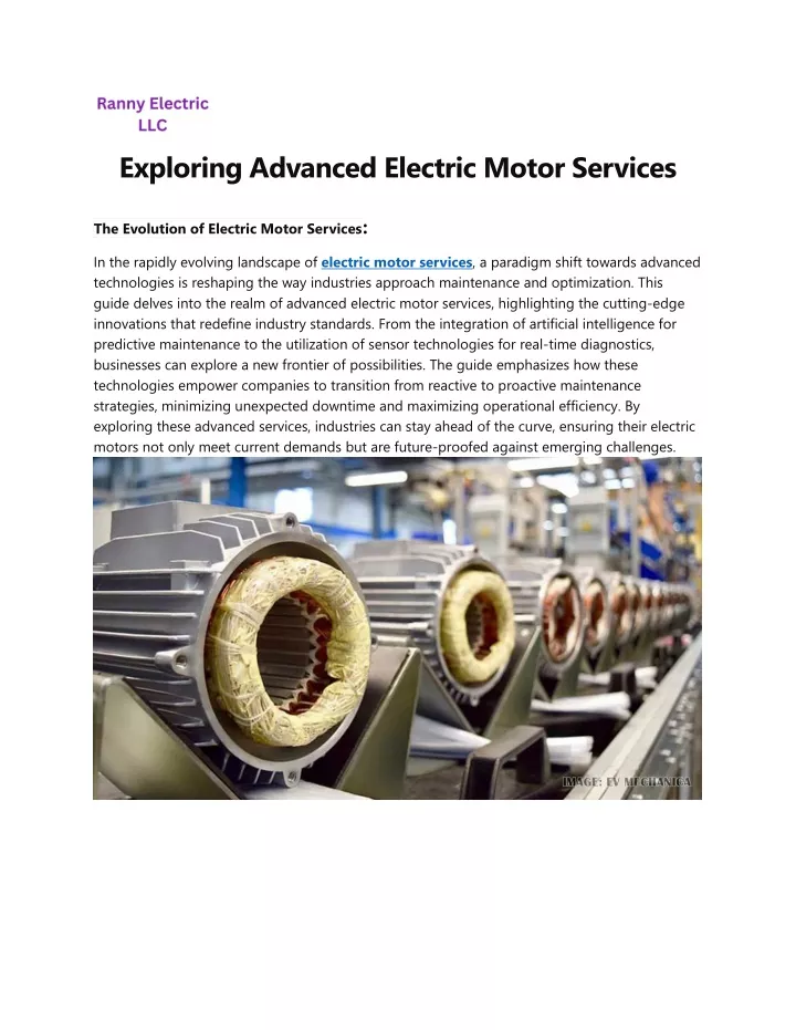 exploring advanced electric motor services
