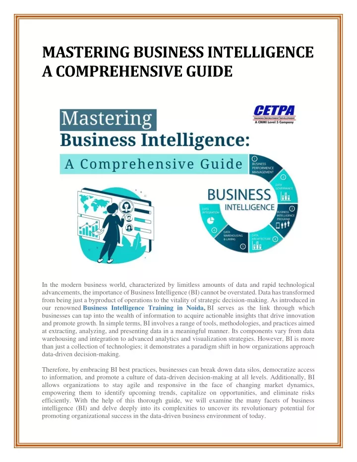 mastering business intelligence a comprehensive