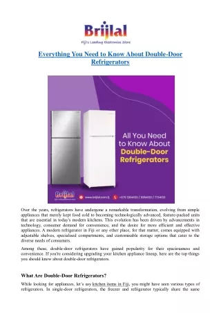 Everything You Need to Know About Double-Door Refrigerators