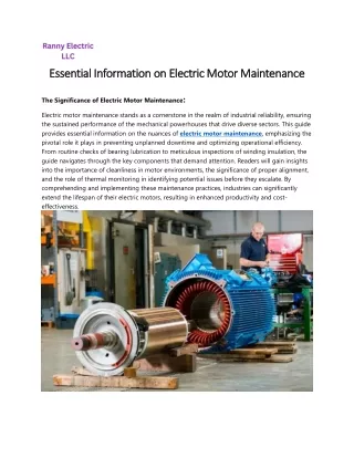 essential information on electric motor