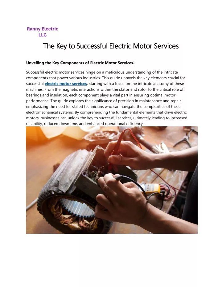 the key to successful electric motor service