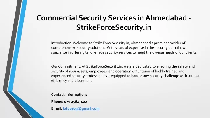 commercial security services in ahmedabad strikeforcesecurity in