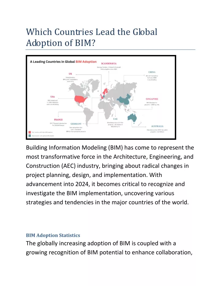 which countries lead the global adoption of bim