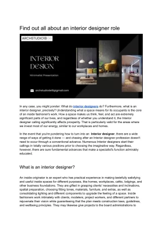 Find out all about an interior designer role