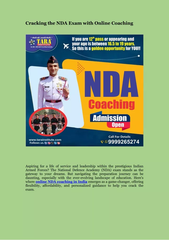 cracking the nda exam with online coaching