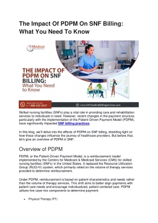 The Impact Of PDPM On SNF Billing What You Need To Know