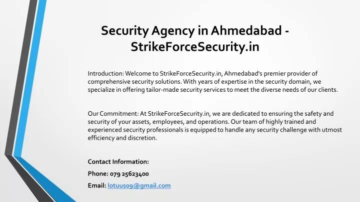 security agency in ahmedabad strikeforcesecurity in