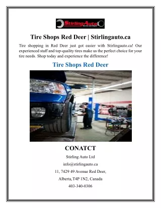 Tire Shops Red Deer  Stirlingauto.ca