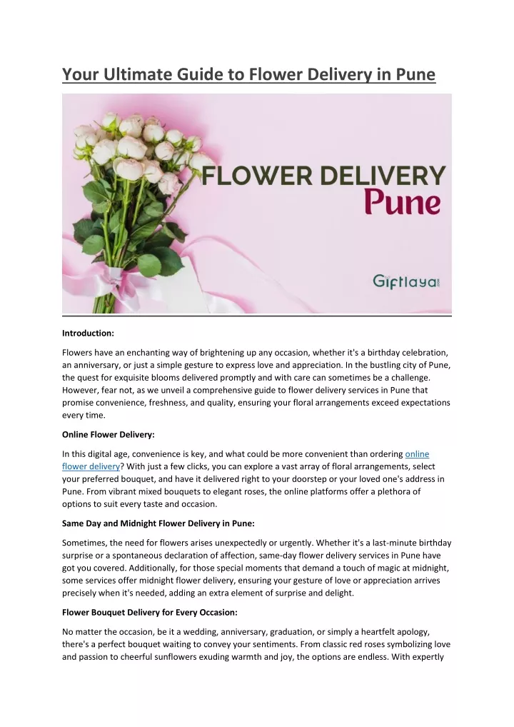 your ultimate guide to flower delivery in pune