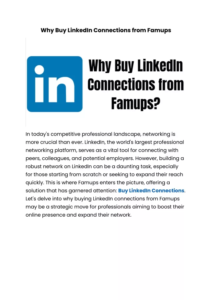 why buy linkedin connections from famups