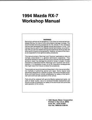 1994 Mazda RX7 Service Repair Manual