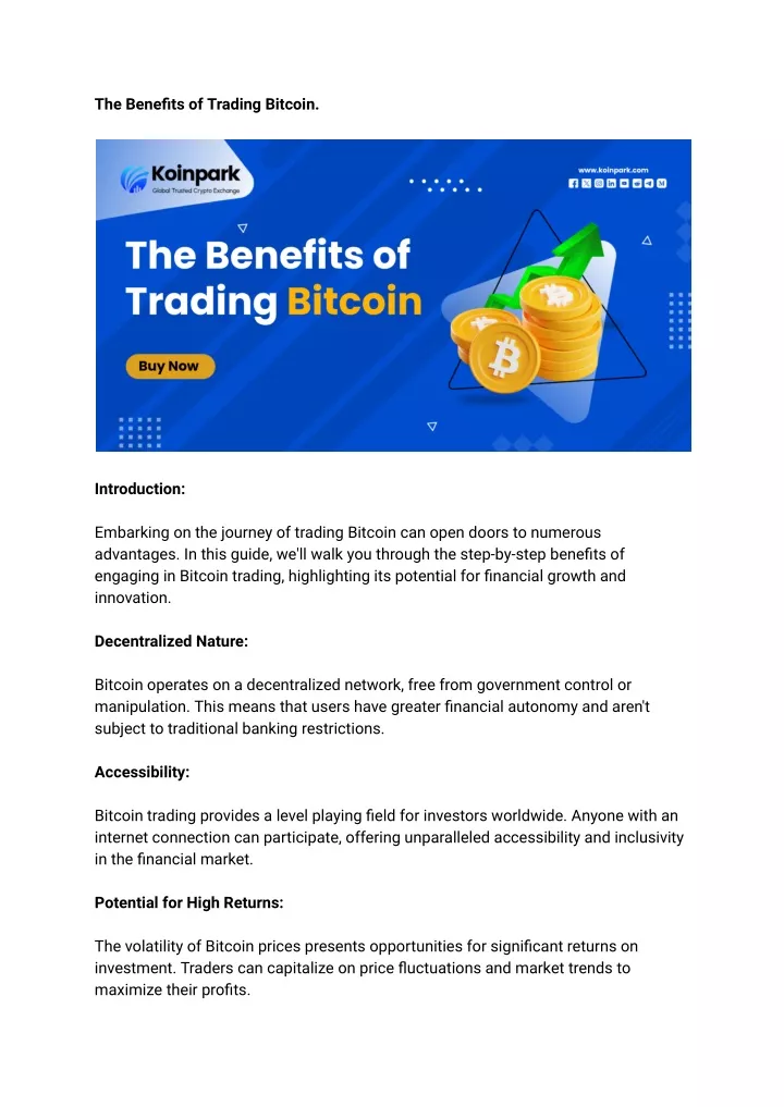 the benefits of trading bitcoin