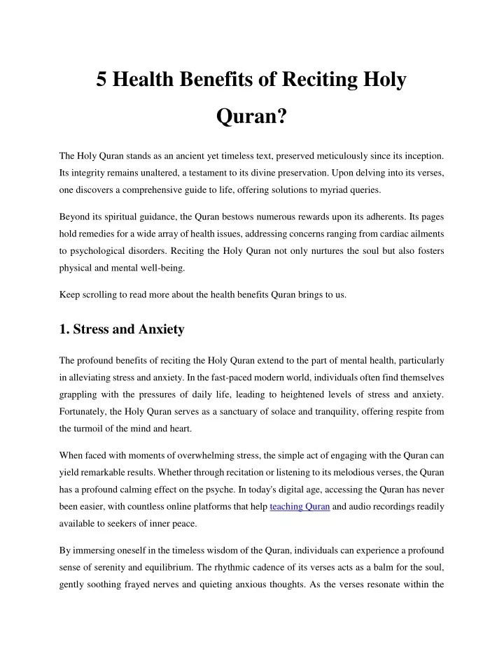 5 health benefits of reciting holy