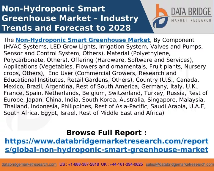 non hydroponic smart greenhouse market industry