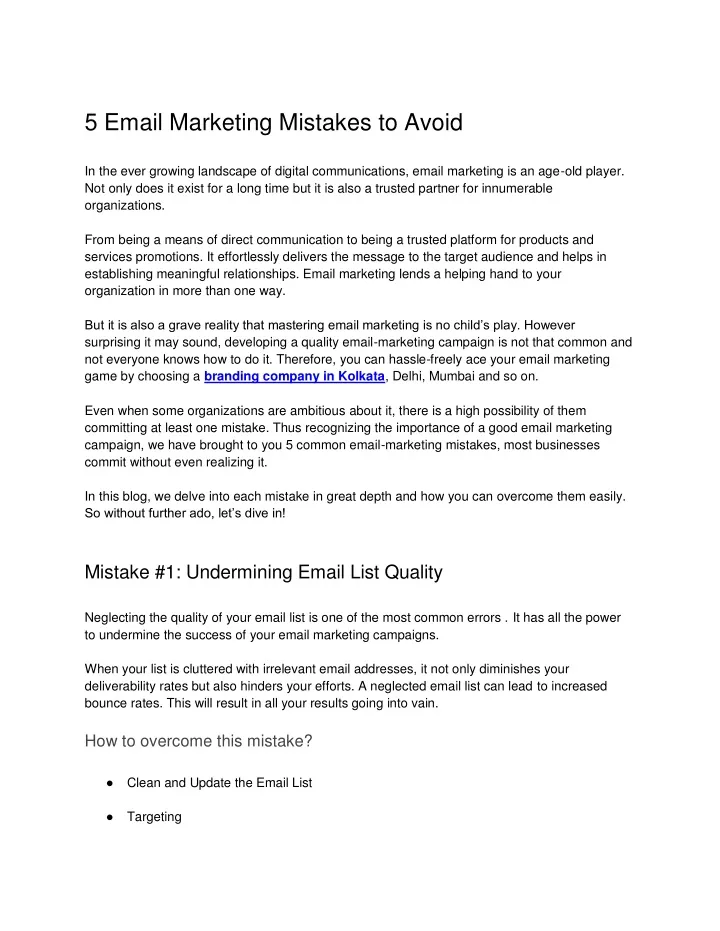 5 email marketing mistakes to avoid