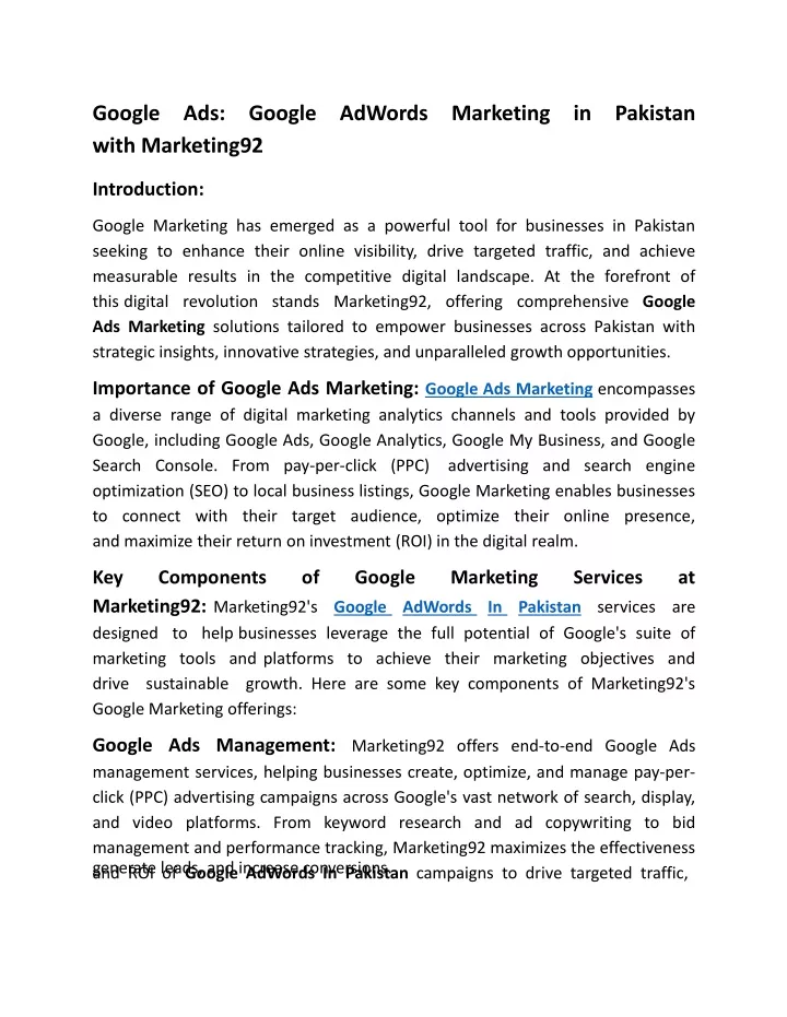 google ads google adwords marketing in pakistan