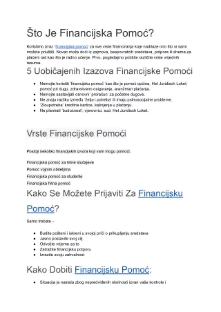 Što Je Financijska Pomoć?