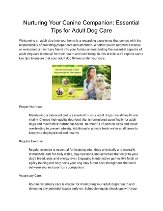 Nurturing Your Canine Companion_ Essential Tips for Adult Dog Care