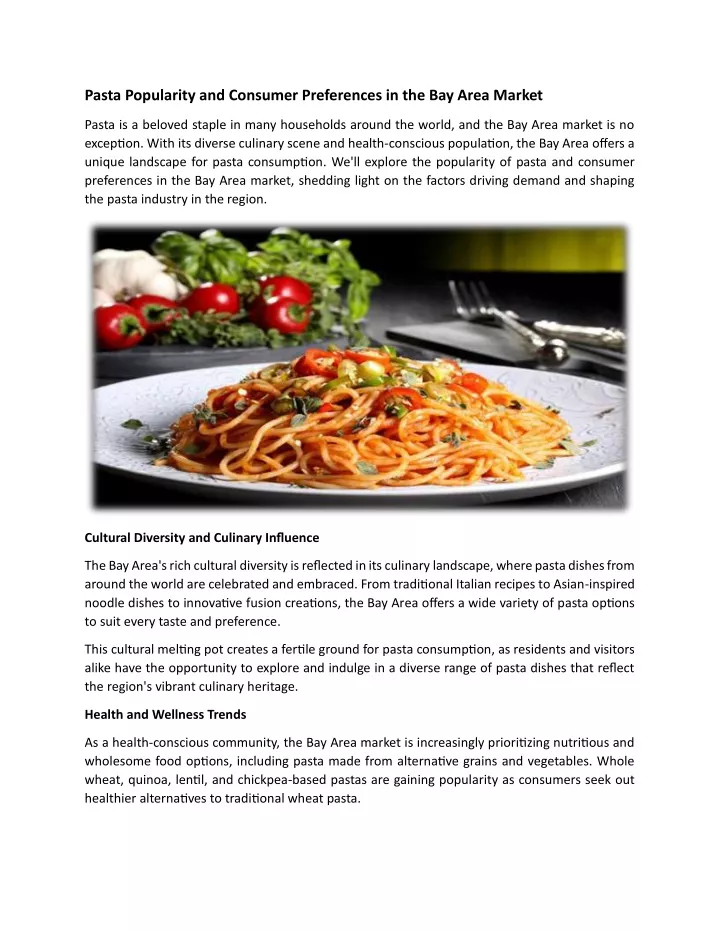 pasta popularity and consumer preferences