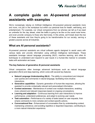 A complete guide on AI-powered personal assistants with examples