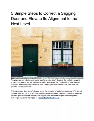 5 Steps for Perfect Alignment & Door Stop Solutions