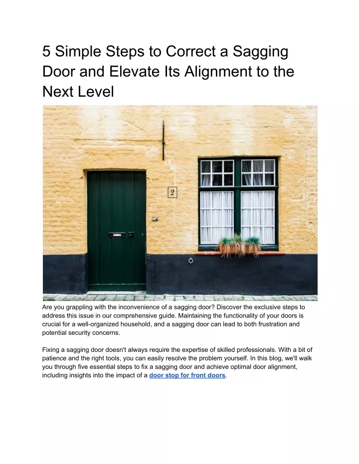 5 simple steps to correct a sagging door