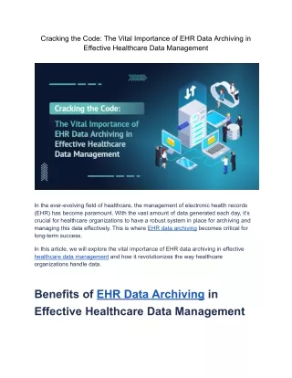 Cracking the Code_ The Vital Importance of EHR Data Archiving in Effective Healthcare Data Management