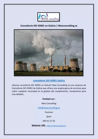 Consultoría ISO 45001 en Galicia | Maoconsulting.es