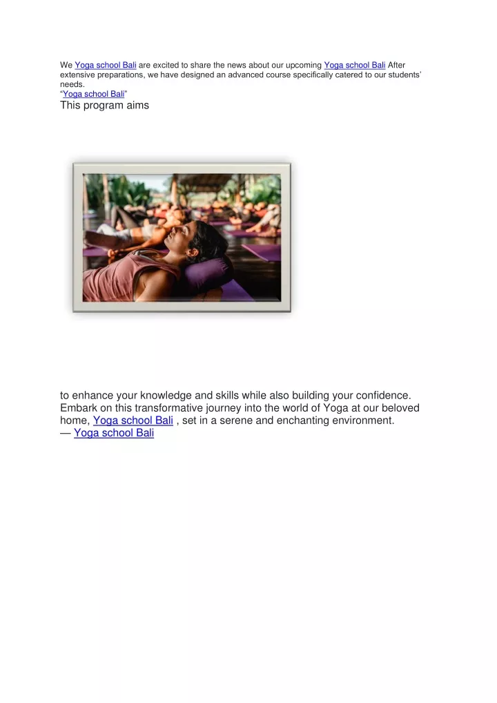 we yoga school bali are excited to share the news